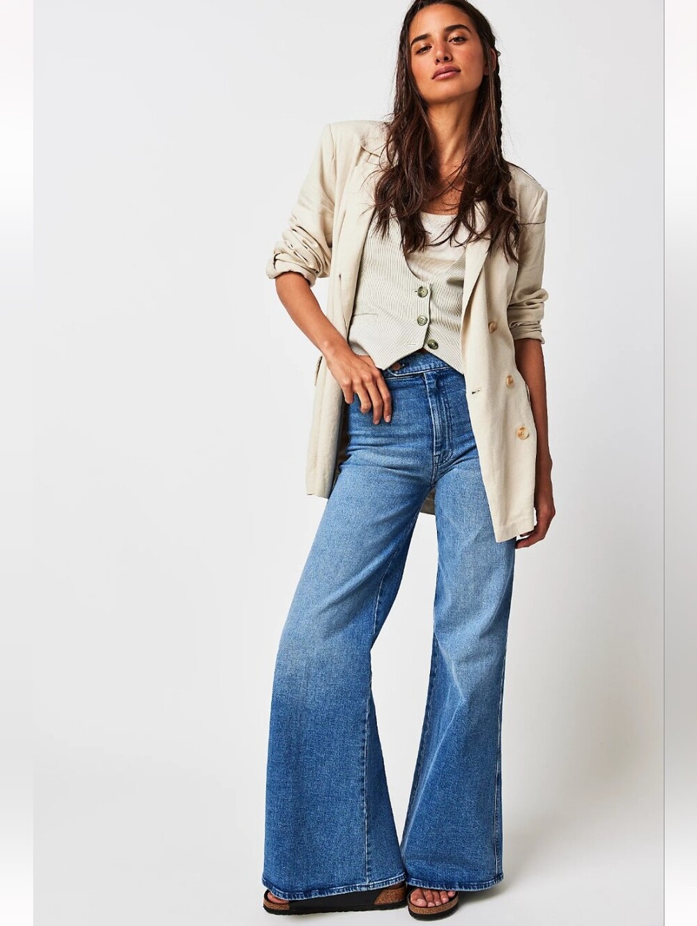 MOTHER The Tab Roller Skimp Jeans Wash Out Of Town Wide Leg Size 27